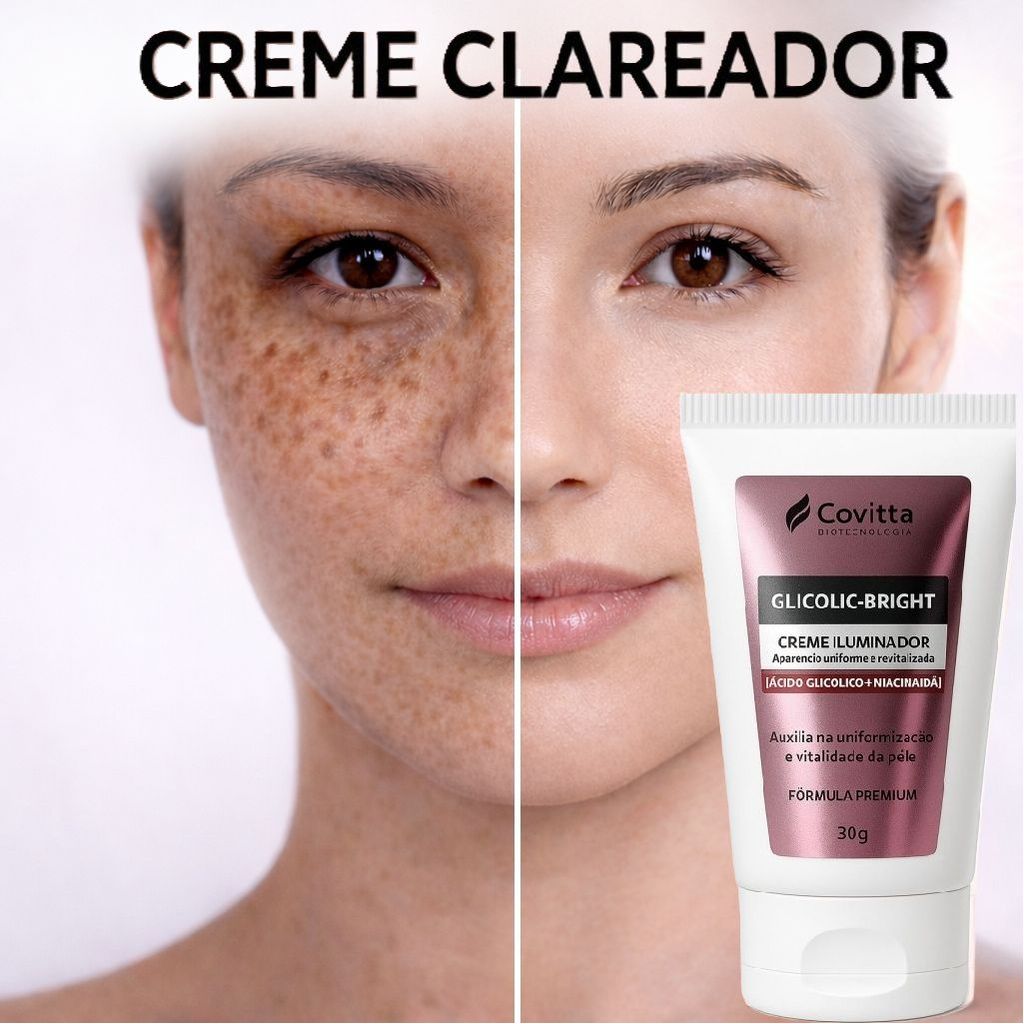 Creme Clareador •Anti Manchas - Ácido Glicólico + Niacinamida -Iluminador Uniformiza o Tom - 30g