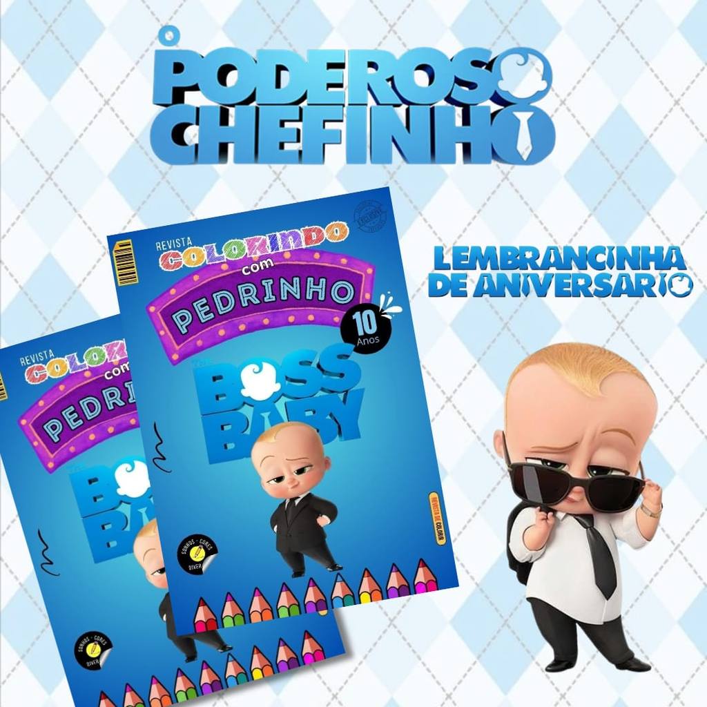 Livro de Colorir O Poderoso Chefinho | Lembrancinha de Aniversário Infantil Personalizado