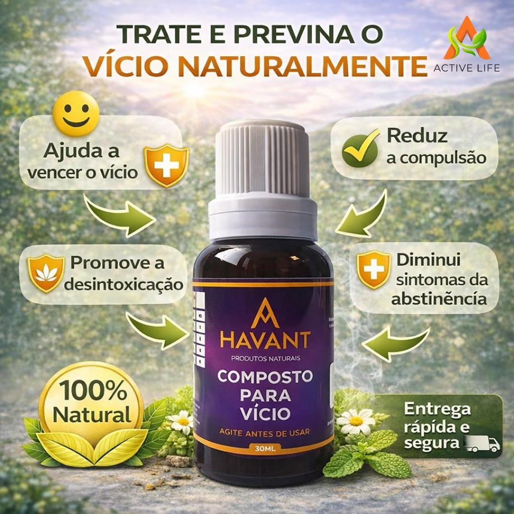 ANTI VÍCIO ALCOÓLICO NATURAL 30ML HAVANT em Oferta na Shopee