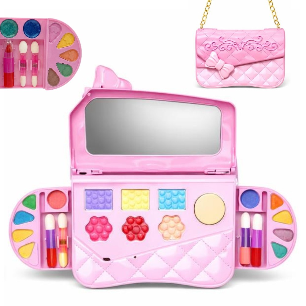 Kit Maquiagem Infantil Em Formato De Bolsa Princesa Com Espelho Rosa Completa em Oferta na Shopee