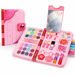 Kit Estojo de Maquiagem Infantil Não Tóxico Com Espelho Brinquedo Menina