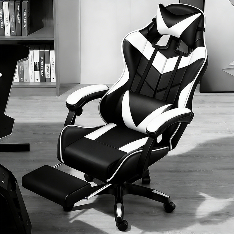 Imagem Cadeira Gamer Escritório Ergonômica Confortável Reclinação Altura Ajustável Com Rodinha F19