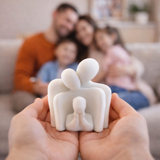 Estátuas Decorativa de Casal Abraçando Com Filho Premium em Oferta na Shopee