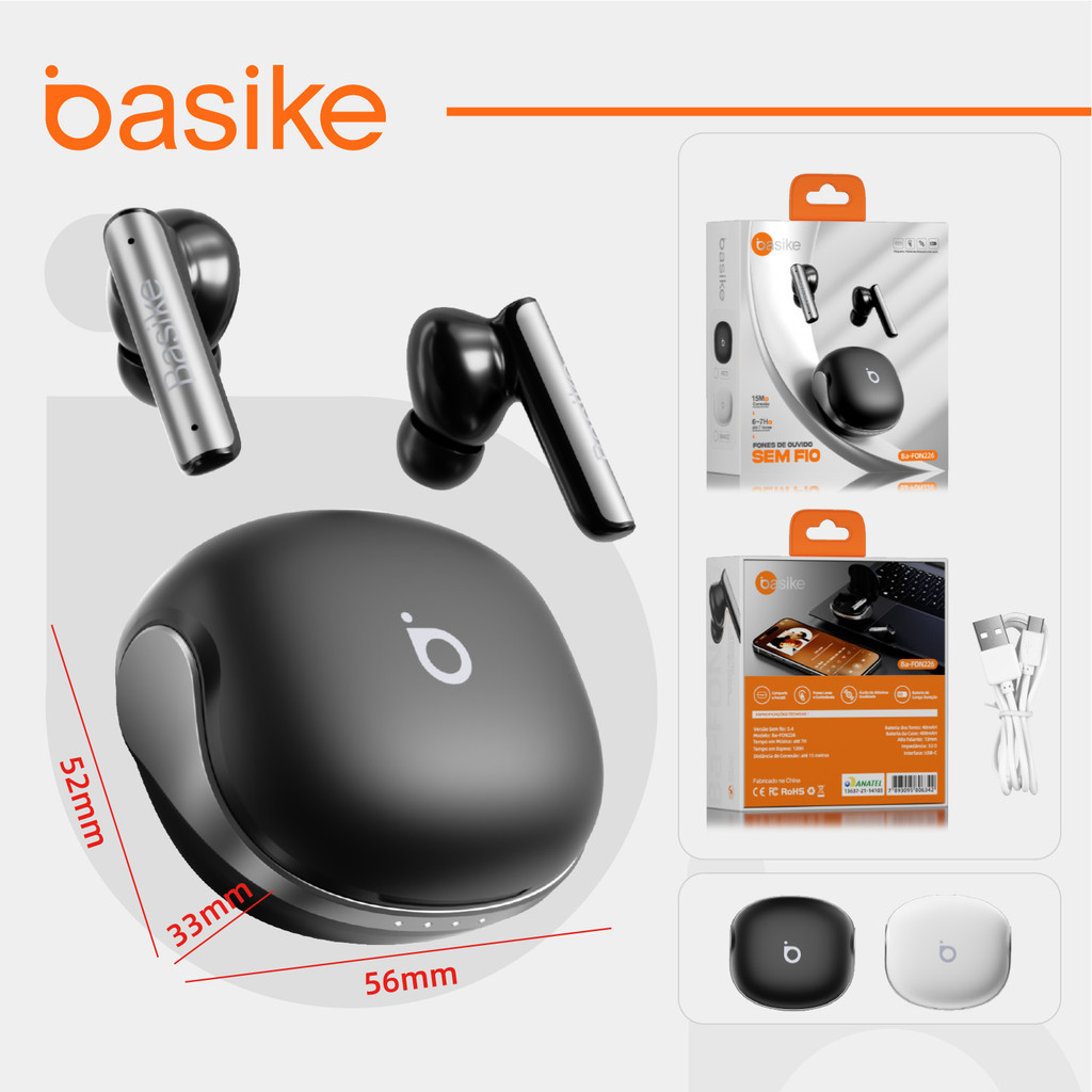 Kinvo & Basike Fones De Ouvido Bluetooth Sem Fio ANC&ENC Fones Com Microfone e Indicador De Bateria em Oferta na Shopee