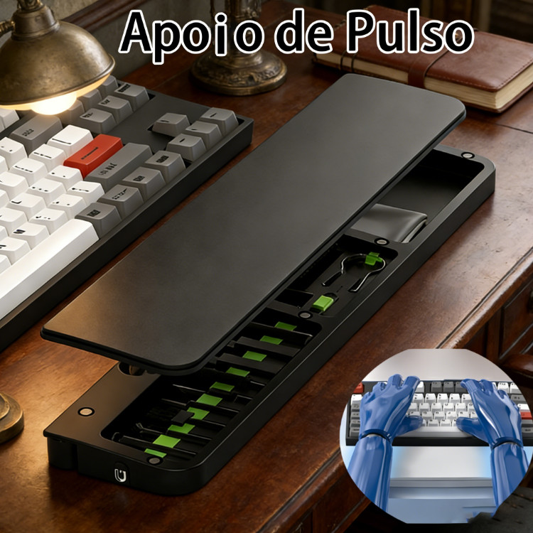 Apoio de Pulso Ergonômico para Teclado de Computador Com Kit de Limpeza para Acessórios