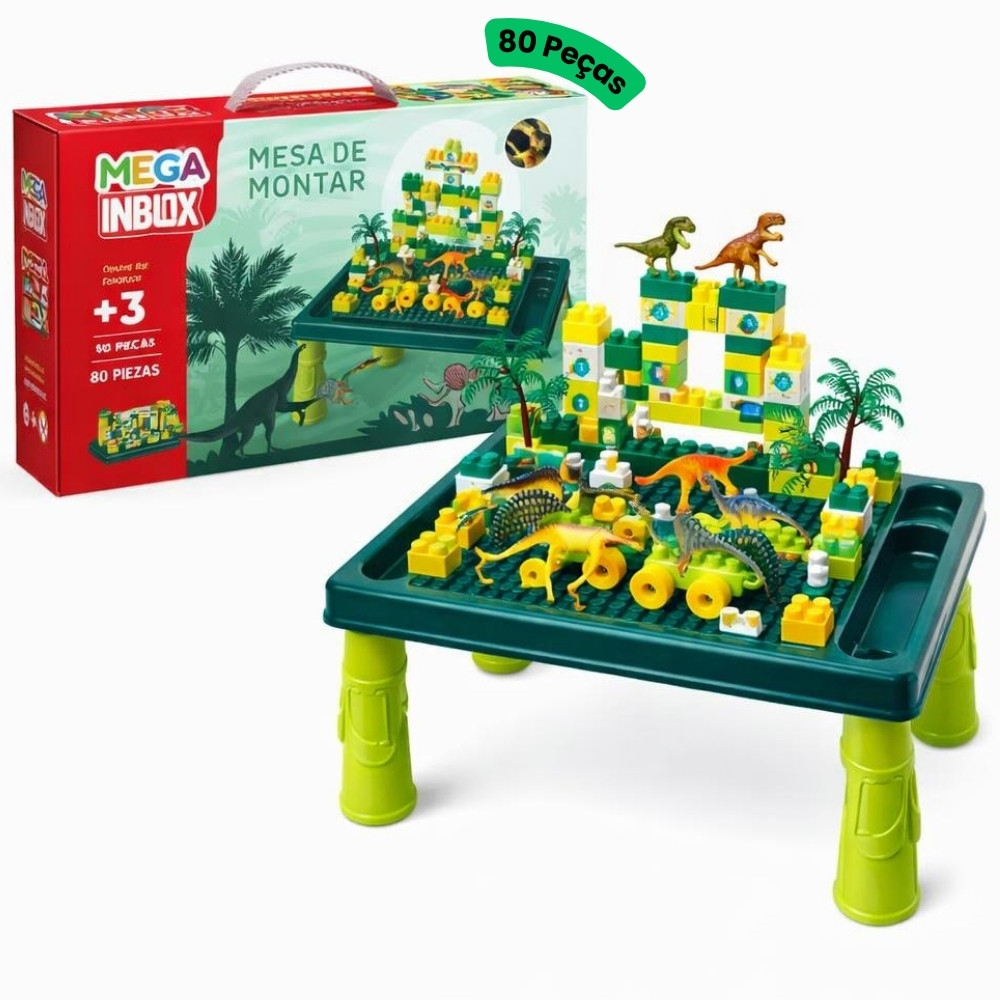 Mesa de Montar Infantil Parque Dinossauros Interativa 80 Peças Educativo Brinquedo em Oferta na Shopee