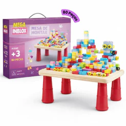Mesa de Montar Infantil Parque Diversões Princesa Interativa 80 Peças Educativo Brinquedo Menina