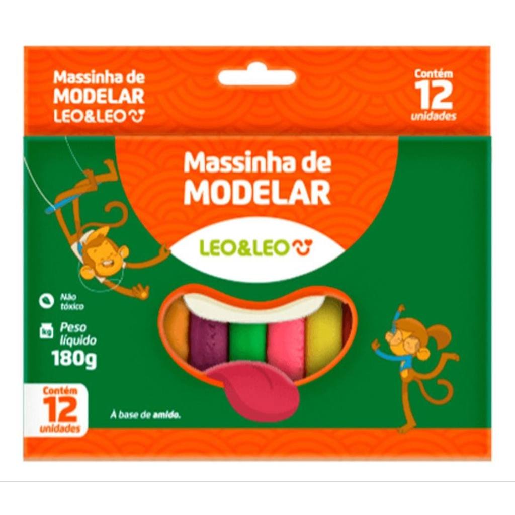 Massinha Massa De Modelar 180g 12 Cores Amido Leo&leo