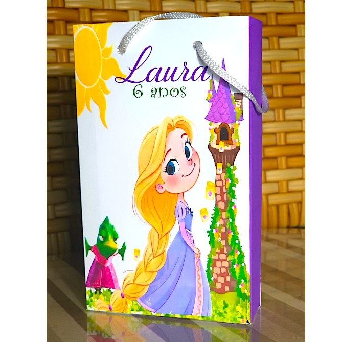Sacolinha PEGUE E MONTE Personalizada/saquinho surpresa Lembrancinha Rapunzel cut baby nome/idade 10/20/30/40 Enrolados