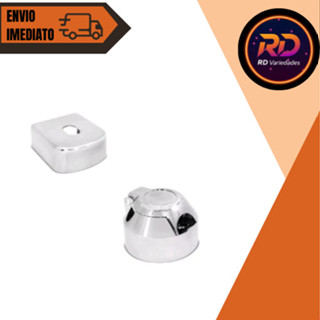 kit Para Engate C/Capa Inox 90mm e Tomada Cromada 6 Polos em Oferta na Shopee