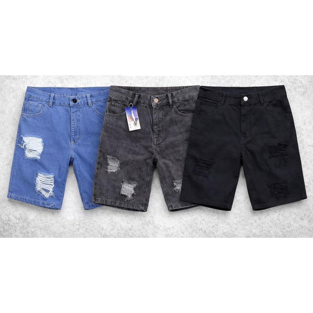 KIT Bermudas Shorts Masculino Jeans jogador Lucra Elastana Rasgado Para Festa Casual Elegante Qualidade
