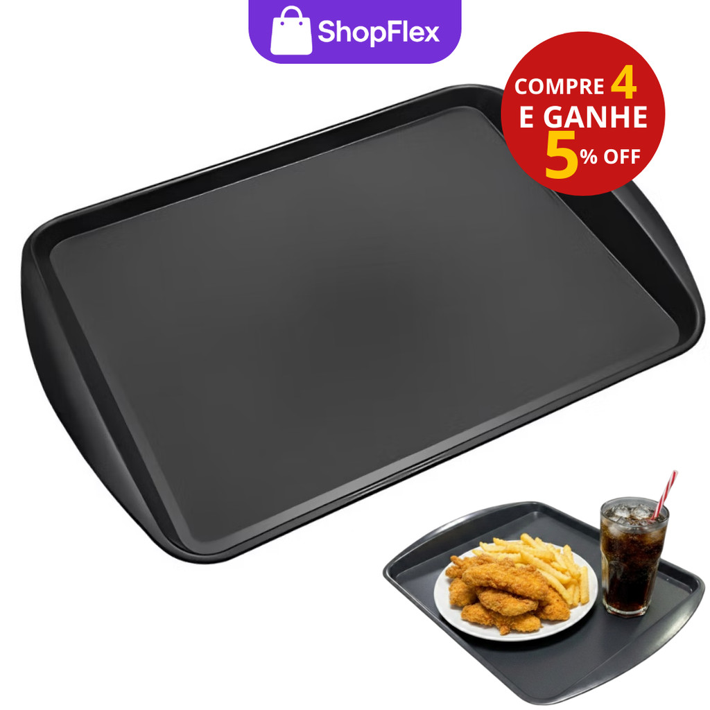 Kit Bandeja Plástica Fast Food Self Service Reforçada Retangular Cozinha Refeitório 1 a 5 Unidades