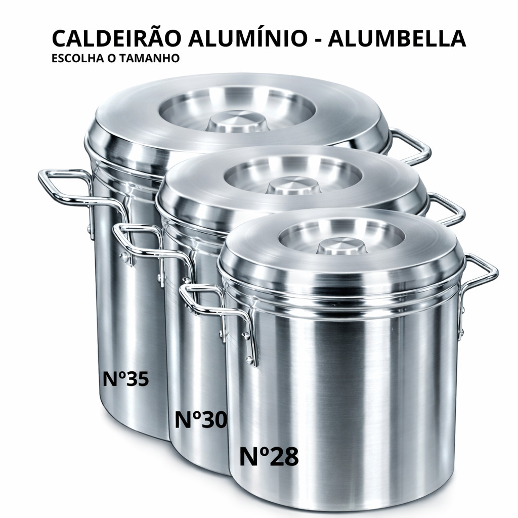 Caldeirão Alumínio Alumbella Nº28,30 ou 35 Panelão Profissional Alta Resistência em Oferta na Shopee