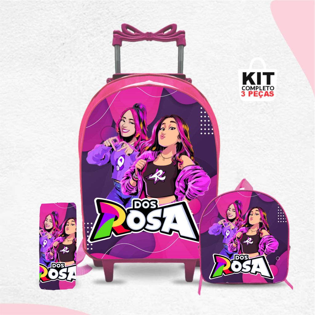 Kit mochila escolar dos rosas com lancheira e Estojo - com Rodinhas - Menina-Feminino em Oferta na Shopee