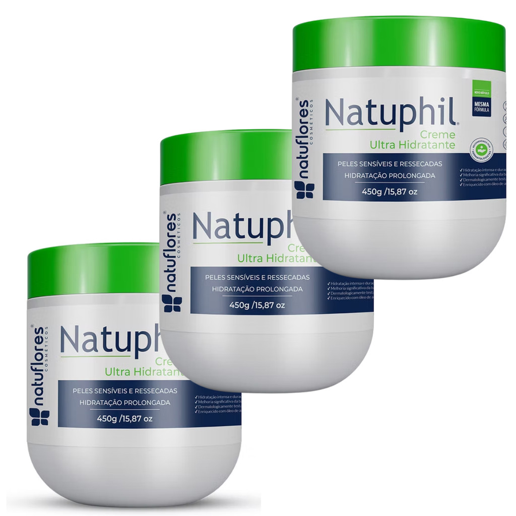 Creme Hidratante Corporal 3 2 e 1 Unidade Para Pele Extra Seca Sensível Sem Fragrância Natuphil 450g em Oferta na Shopee