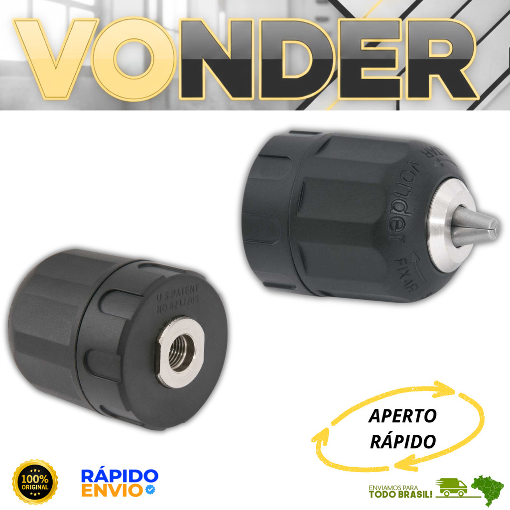 Mandril De Aperto Rapido 10mm 3/8'' Vonder Furadeira Manual Parafusadeiras a Bateria Oferta Premium
