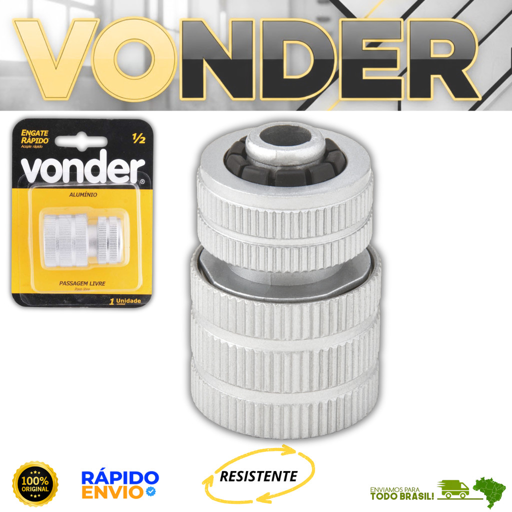 Engate Rápido Para Mangueira 1/2 Alumínio Vonder Contra Oxidação/Corrosão Oferta Resistente