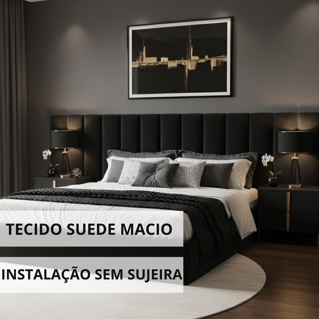 Kit Até 10 Cabeceira Modular Decorativa Cama Box Solteiro Casal Queen King Super Confortável 45x20cm
