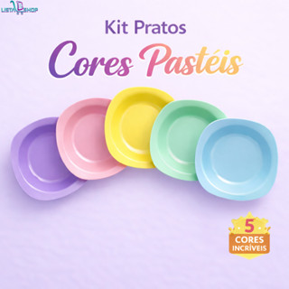 Kit Pratos Fundo Plástico Tons Pastéis Reutilizáveis 5 Cores Infantil Eventos Uso Diário em Oferta na Shopee