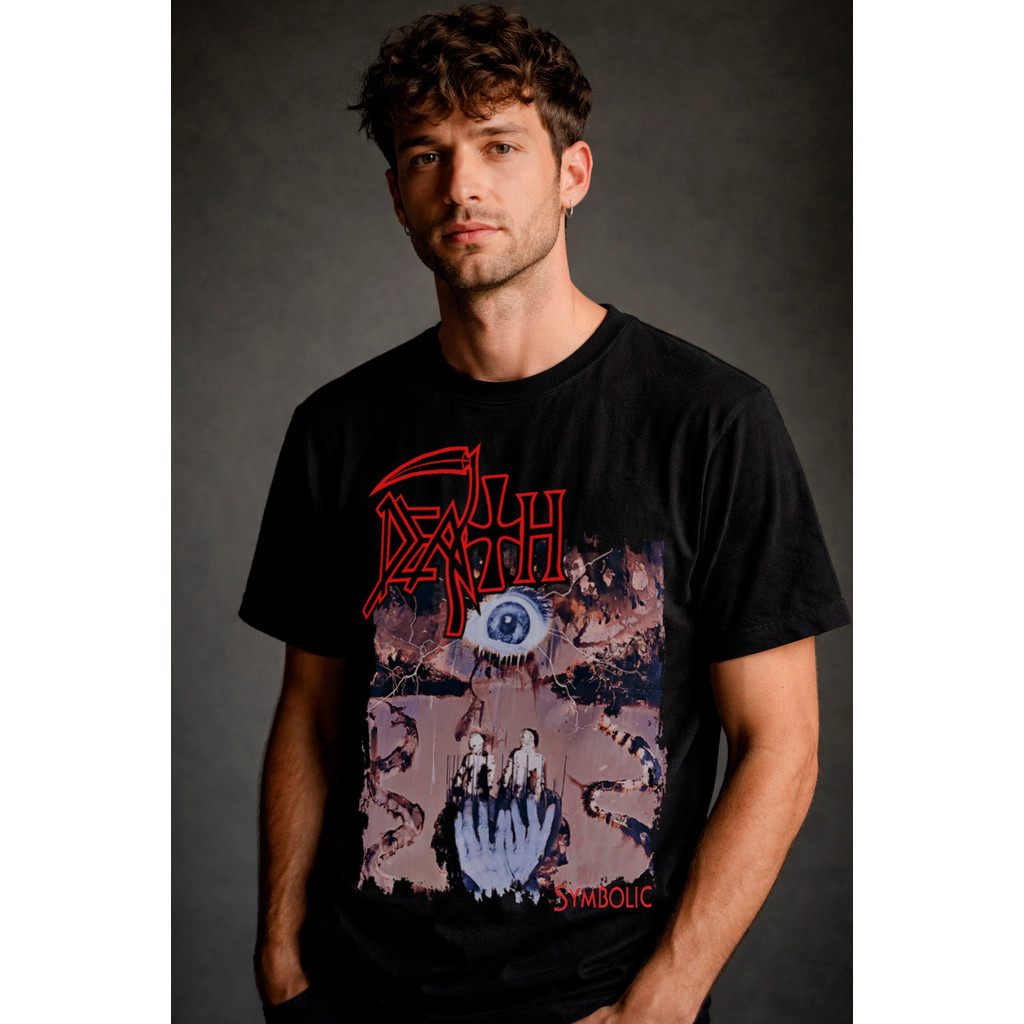 Camiseta Death Symbolic Banda Death Metal 100% Algodão Preta Rock