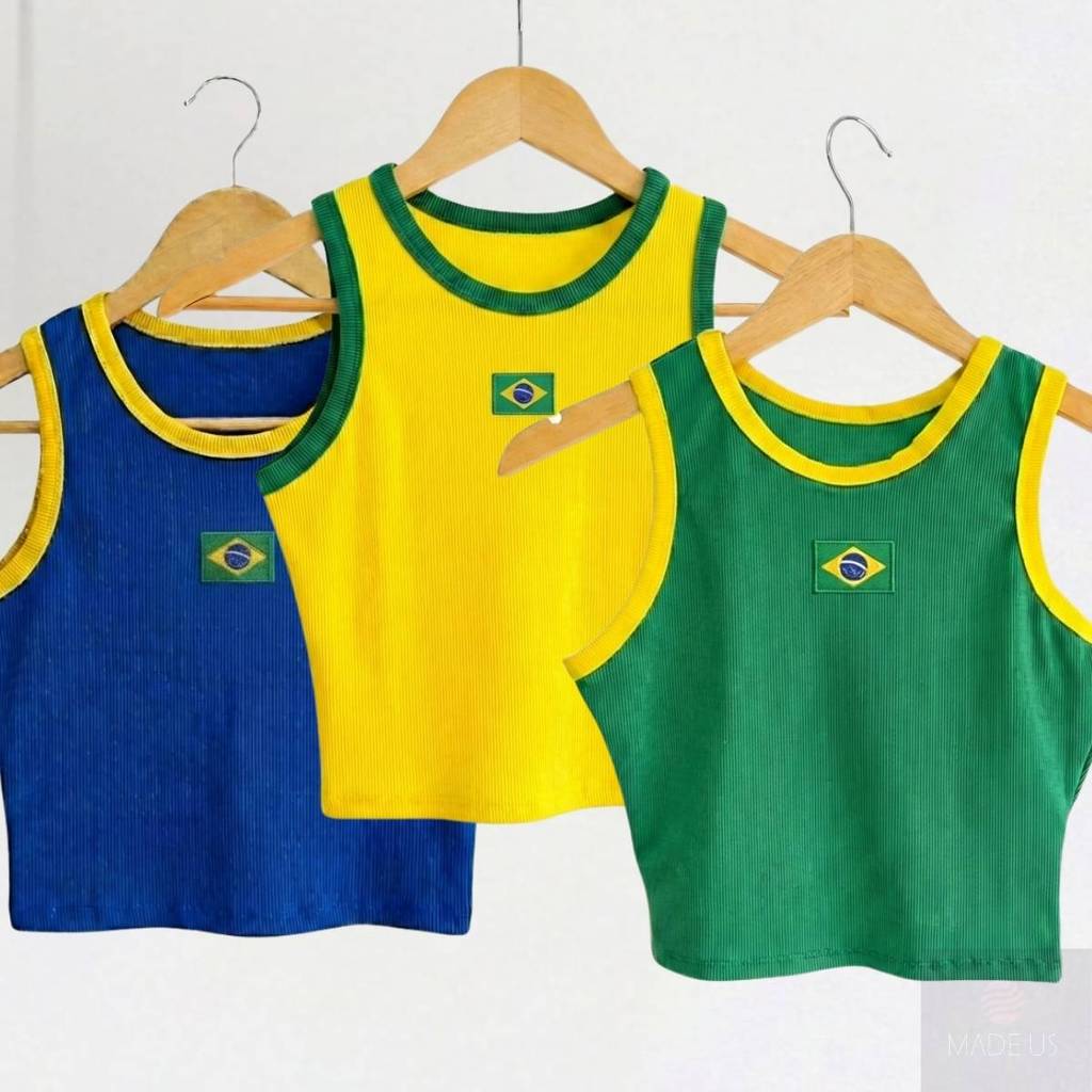 Cropped Regatas do Brasil Feminina Ribana Copa Bandeira BORDADA