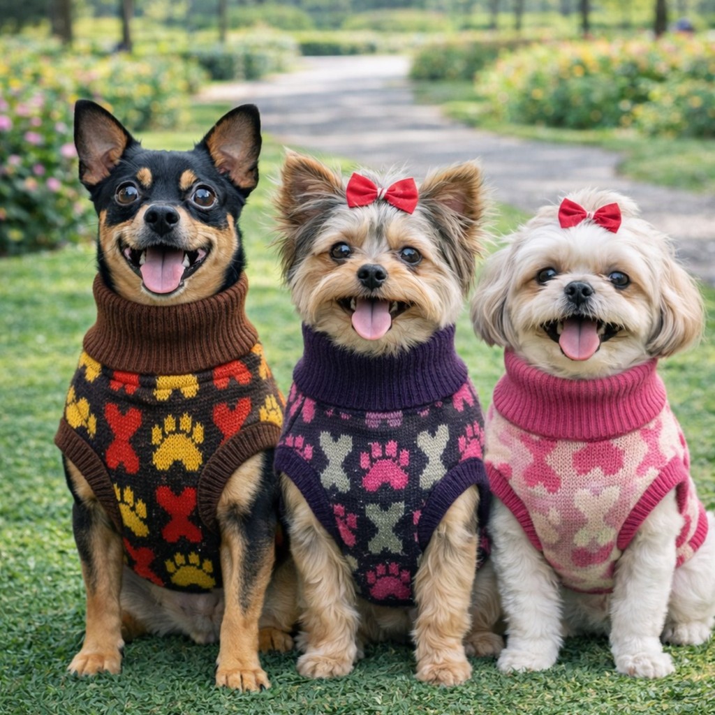 Kit 3 Roupas Tricot lã para Cachorro e gato - Inverno Pet - Quentinho Confortável Cores Sortidas
