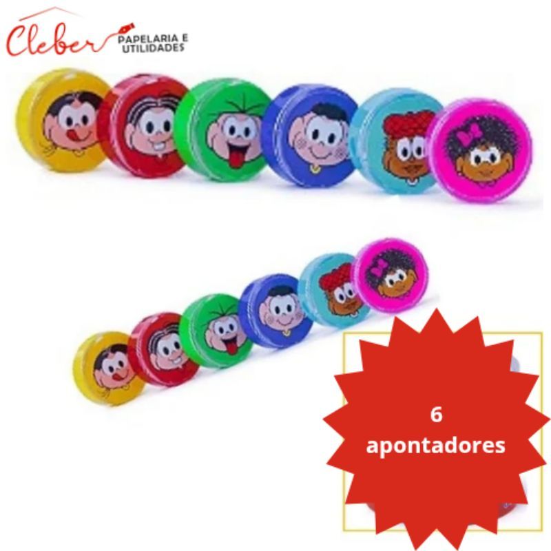 APONTADOR TURMA DA MONICA KIT COM 06 UN SORTIDOS