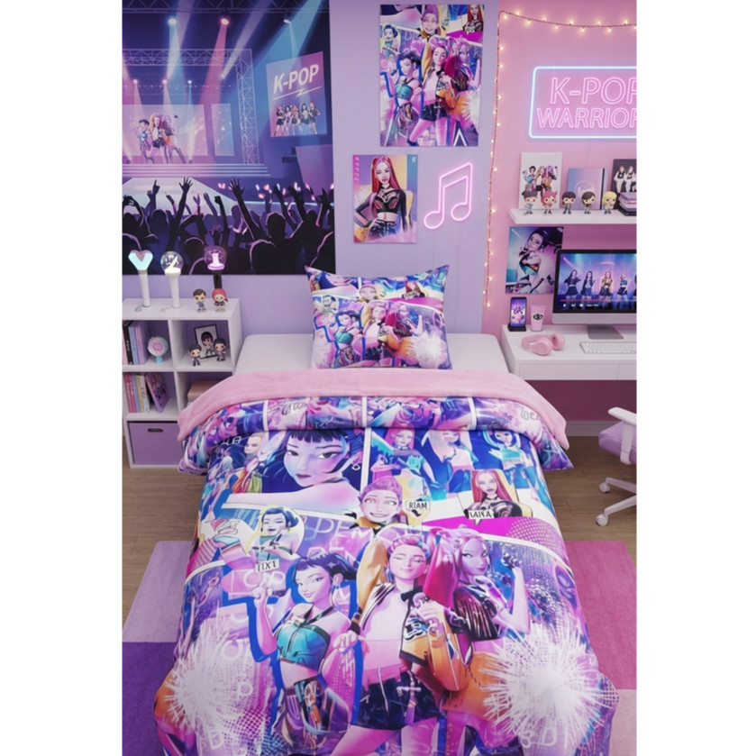 Edredom Solteiro Guerreiras do K-Pop Tendencia Juvenil - 3 Peças em Oferta na Shopee