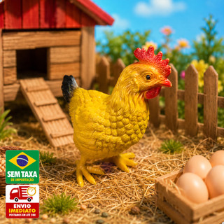 Brinquedo Infantil Animais Fazenda 14cm Galo Galinha Ganso Borracha Unidade ou Kit