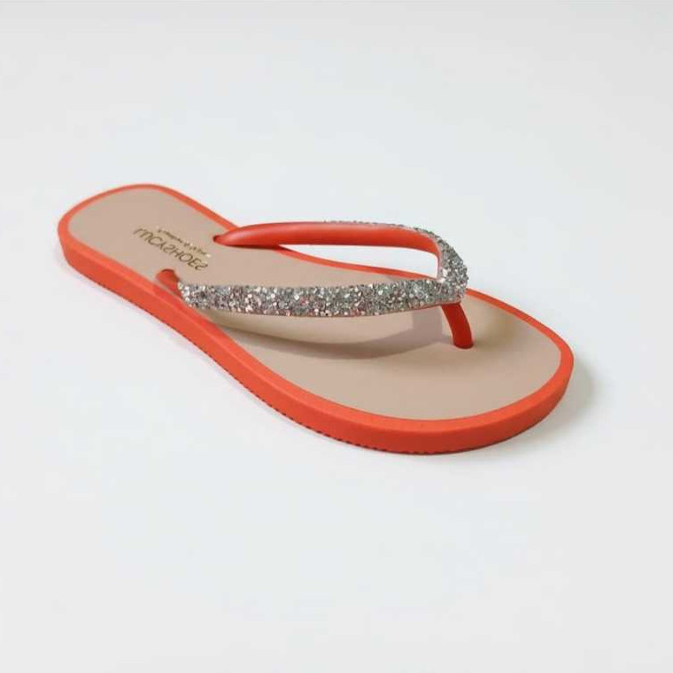 Chinelo Feminino Rasteirinha com Strass Brilho Luxo Sandália de Dedo Confortável Blogueira Casual Calçado Feminino Verão