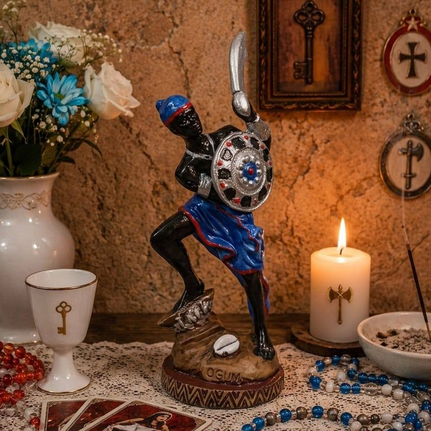 Ogum Orixá 16 cm de resina imagem miniatura de Ogum Orixá decorativa altar umbanda