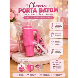Kit Chaveiros Mini Copo e Inicial do nome - Copo Porta OB Porta Lip Stick - Estilo e Praticidade - Presente