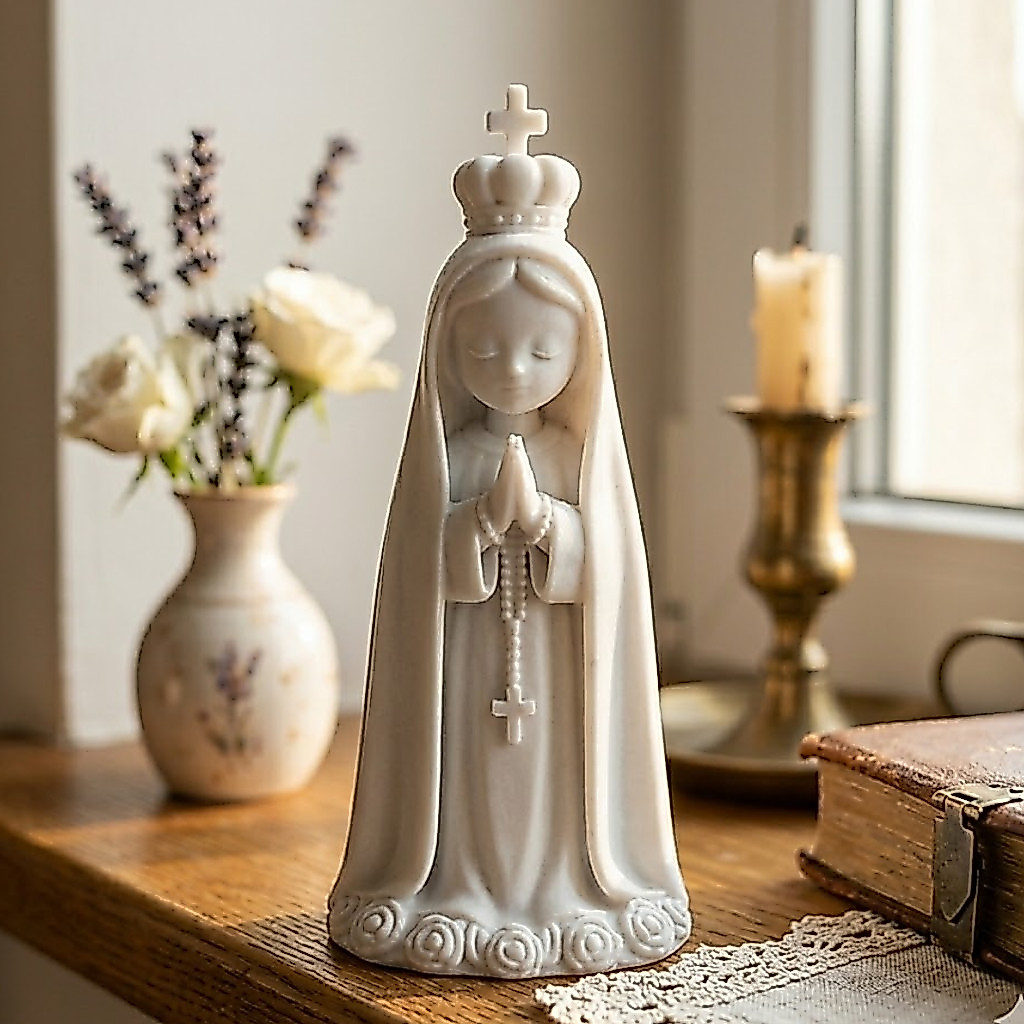 Escultura Mini Nossa Senhora Aparecida Decoração Religiosa Fofa Cristã 12cm