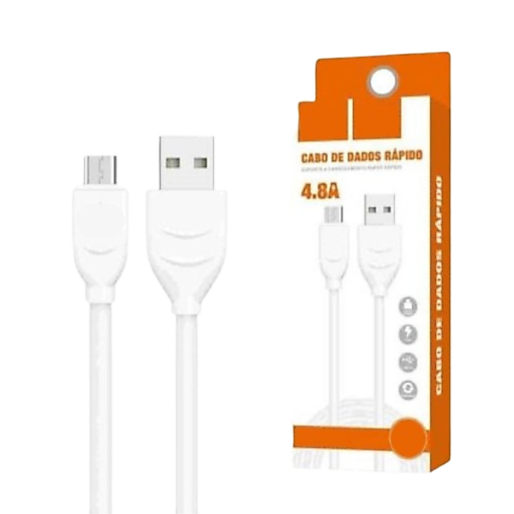 Cabo Carregador Para Samsung Galaxy A01 A02 A03 A10 M02 S6 S7 - Micro USB V8