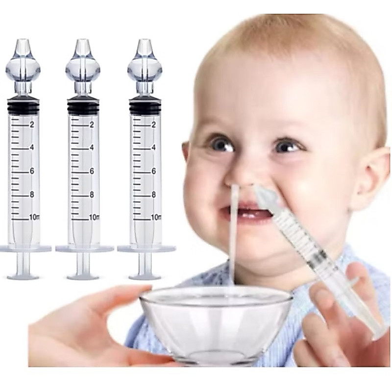 Kit 03 Seringas com bico de silicone 10 ML para Limpeza Lavagem e cuidados Nasal do Bebê
