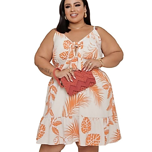 Vestido feminino plus size duna de alça 50 com bojo