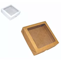 5 a 20 Caixas 15x15x4cm para presente com visor acetato kraft