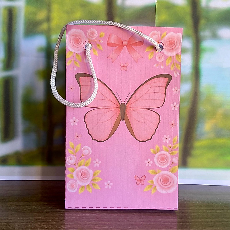 Sacolinha Surpresa Personalizada Lembrancinha Borboleta Rosa PEGUE E MONT
