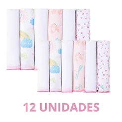 Kit Pano de Boca 12 unidades 30x30cm 100%algodao Bebê