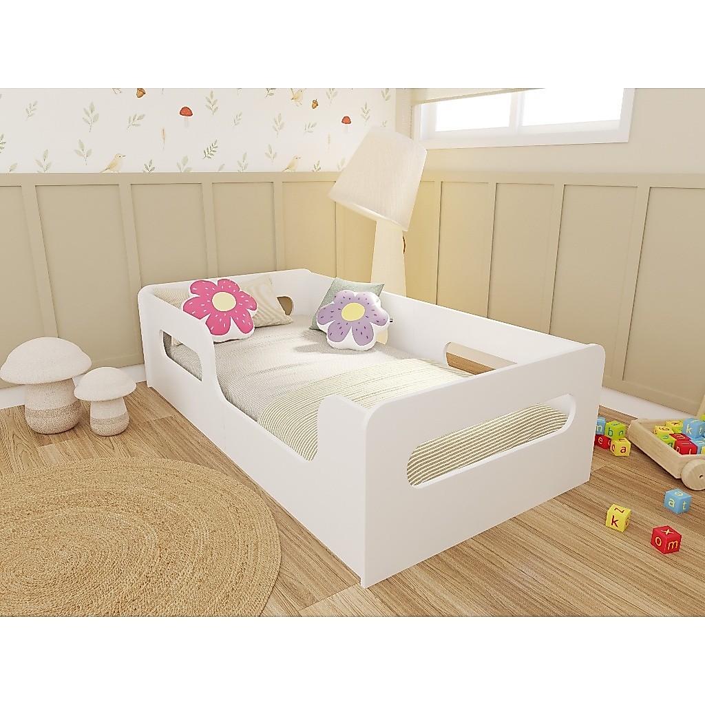Cama Infantil Encanto Estilo Montessoriana com Proteção Lateral 100% em MDF