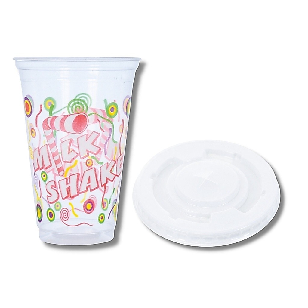 Kit Copo Milk Shake 330ml C/100 Un + Tampa c/ Furo C/100 Un 275 330ml