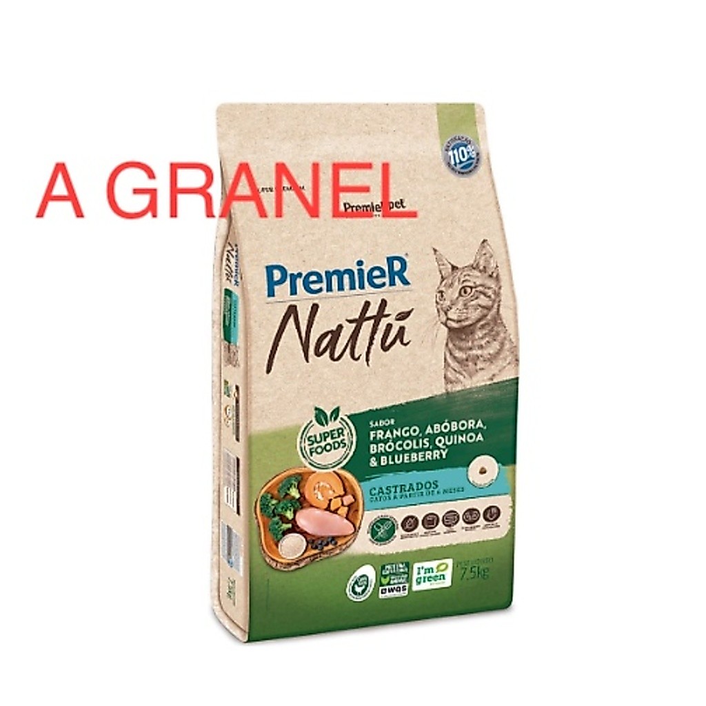 Ração A Granel PremieR Nattú Abóbora Para Gatos Castrados 1 Kg