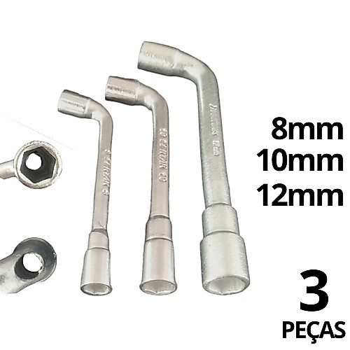 Jogo chave Biela 3 pecas com furo kit ferramentas 8/10/12mm conjunto chave biela kit ferramentas