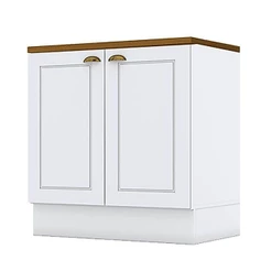 Balcão 2 Portas 80 Cm Americana Branco Com Tampo Para Cooktop Nature – Henn