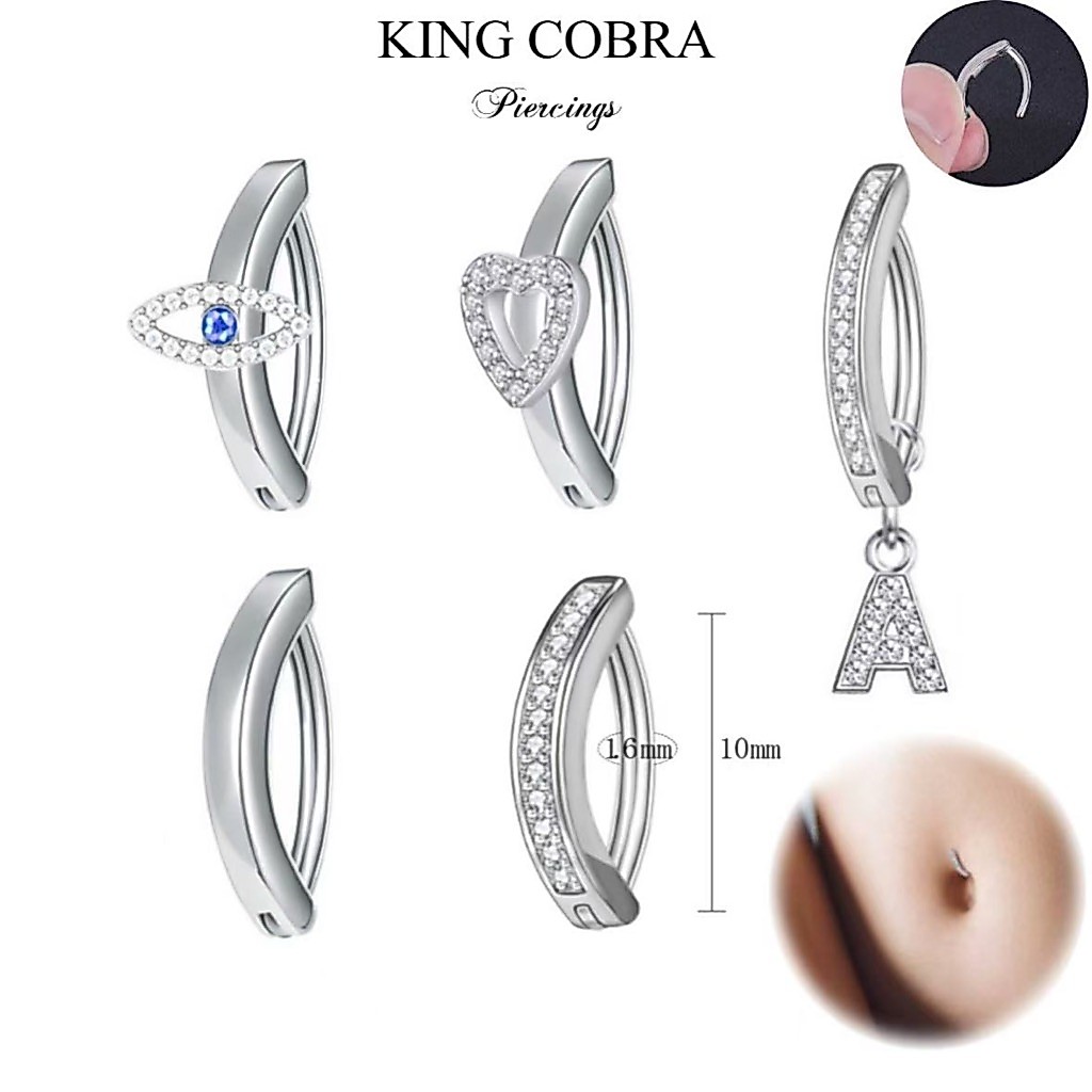 Piercing Argola Click Para Umbigo Aço Prata/Dourado KA920