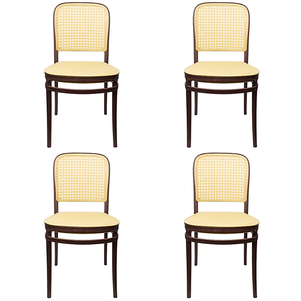 Kit 4 Cadeira de Jantar Provence Amis Roma Bitlar Rattan em Polipropileno Design Arabesco Empilhável 130kg Sala Cozinha