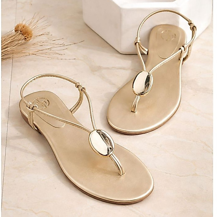 Sandália Rasteira Feminina Dourada Elegante Detalhe Metalizado Chinelo Casual Confortáve Rasteirinha