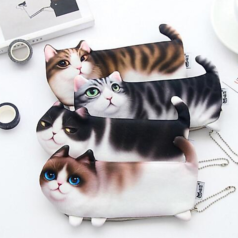 1 Peça De Desenho Animado Animais Saco De Lápis De Gato