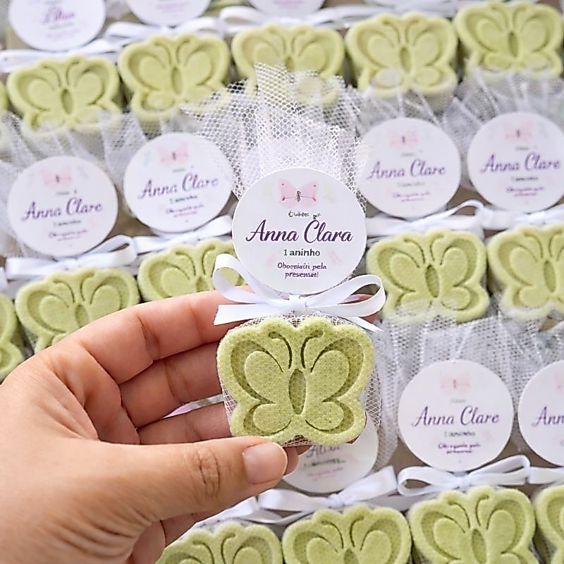 Mini Lembrancinha Vela Aromática Borboleta Personalizada Chá de Bebê Menina e Maternidade Luxo