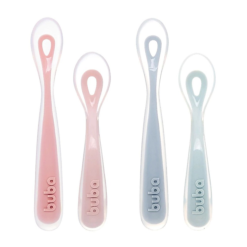 Kit 2 Colher Silicone Anatômica Alimentação Bebê Papinha Introdução Alimentar Buba